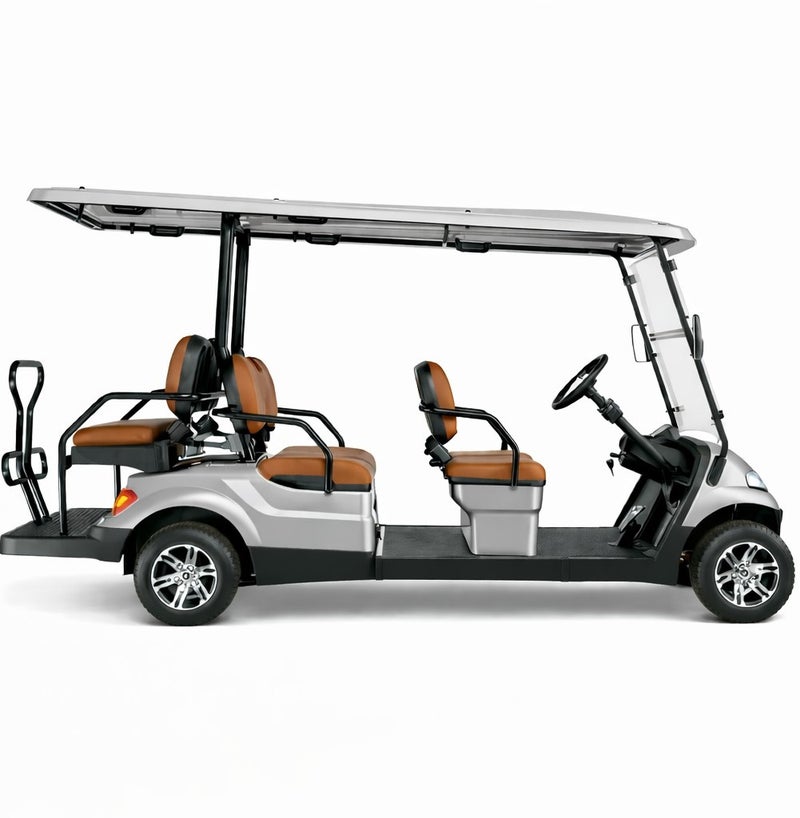 EPIC 4+2 Non-Lifted Electric Golf Cart with Lithium Battery 105Ah & Standard Tires | 6-Seater LSEV (Silver) - Image 3